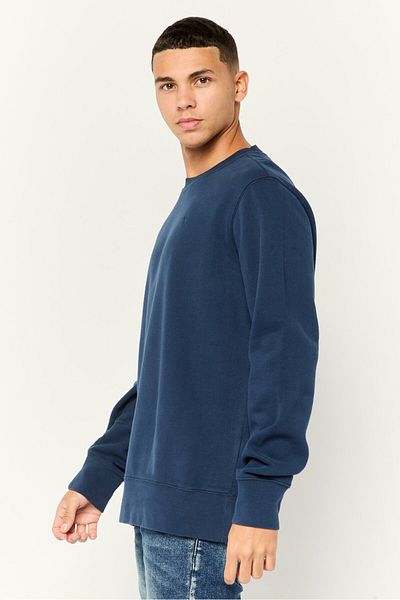 AMERICAN EAGLE Men Crew Neck Embroidered Logo Long Sleeves Sweatshirt, Navy