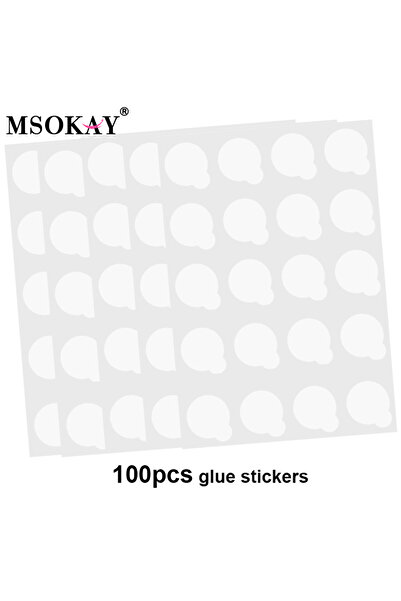 Choice1 100 قطعة من الملصقات، 100 قطعة من ملصقات غراء تمديد الرموش، وسادات ورقية، وحامل حجر اليشم المستدير