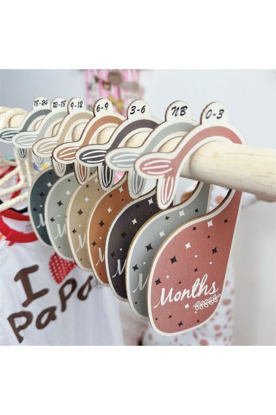 Choice Size fits all Baby Closet Dividers 7pcs Wooden Baby Closet Size Organizer One-Side Whale Shape Neutr