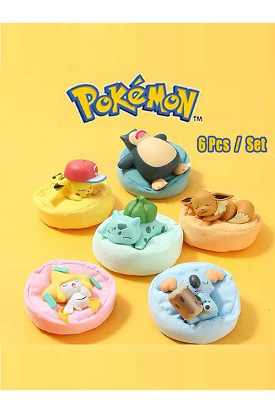 Choice No Box 6 Pcs/set Pokemon Pikachu Bulbasaur Anime Figures Toys Sleep Starry Dream Series Action Figur