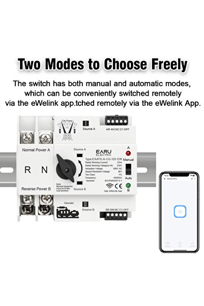 Choice 4P 125A eWeLink WiFi Smart Remote Control 2P 4P 125A AC 230V ATS Dual Power Automatic Transfer Elect