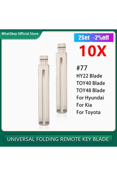 WhatsKey 10Pcs/Lot No.77 Uncut Metal Blank Car Key KD900 VVDI Remote Blade LISHI HY22 TOY40 TOY48 For Hyun...