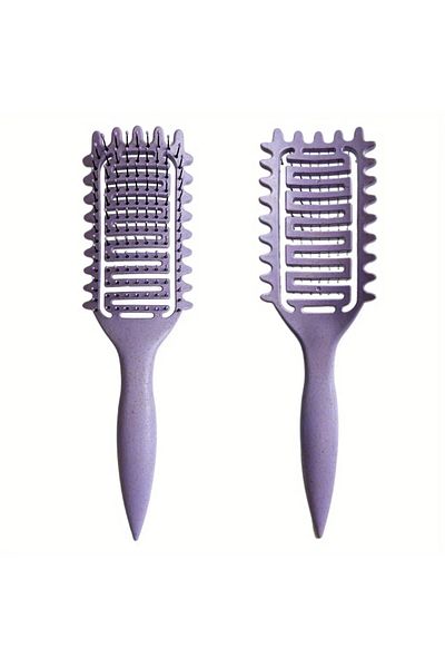 Choice 1Pc Purple 3 in 1 Curl Define Styling Brush Hollow Out Detangling Hair Brush Tangled Hair Comb Shapi
