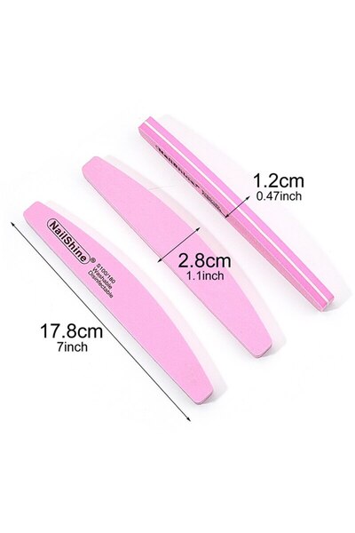 Choice 10 قطع وردية 10/30 قطعة مبرد أظافر مزدوج الوجهين، إسفنجة ملونة، طلاء أظافر، تلميع، تلميع