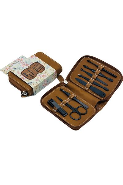 vchose 8pcs Brown 8/32pcs Manicure Set Professional Pedicure Kit Nail Scissors Grooming Kit Stainless Stee