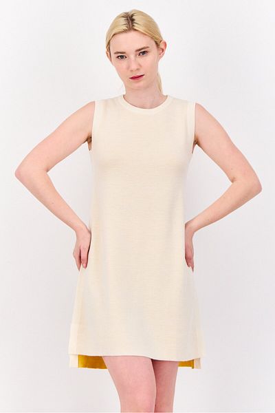 Esprit Women Solid Mini Dress, Cream