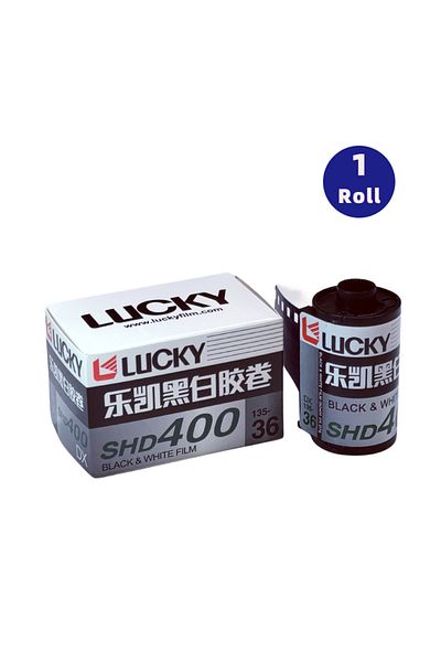 Choice 1 لفة 1 لفة من فيلم Lucky 135 باللونين الأبيض والأسود Shd400، 36 ورقة مع رمز Dx Iso 400 (تاريخ الانتهاء)