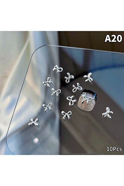 Choice A20 10 قطع من زينة فن الأظافر الفاخرة على شكل فيونكة كاواي ثلاثية الأب...