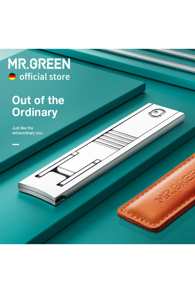 Mr Green Dark Brown MR.GREEN Ultra Thin Nail Clippers Portable Nail Cutters With Cow Leather Cover Superior T