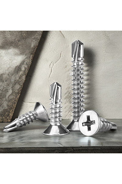 Choice 4.2x19 50 قطعة 50 قطعة #8 M4.2 410 مسامير ذاتية اللولبة من الصفائح المعدنية 410 رأس مسطح من الفولاذ المقاوم للصدأ عالي القوة