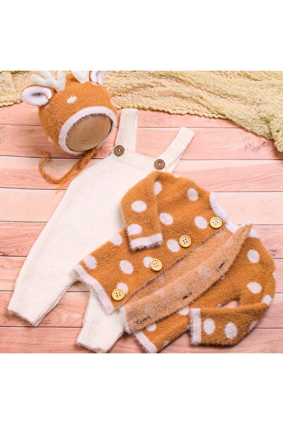 Choice زيّ عيد الميلاد البرتقالي من Ylsteed للأطفال حديثي الولادة من عمر 0 إلى شهر واحد، مناسب للتصوير الفوتوغرافي، مصنوع من قماش محبوك مع حمالة صدر للأطفال الرضع