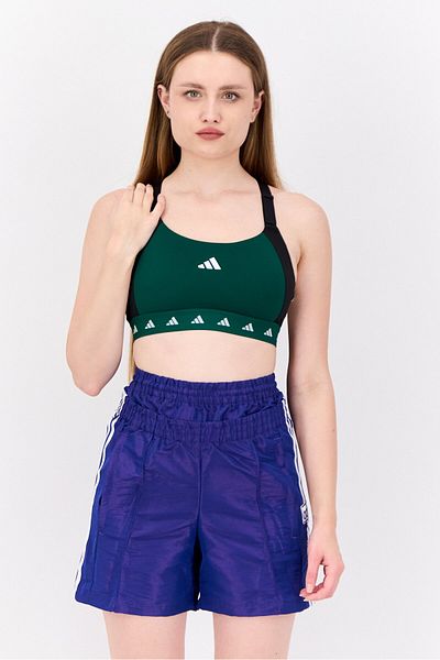adidas Women Brand Logo Padded Sports Bra, Dark Green/Black