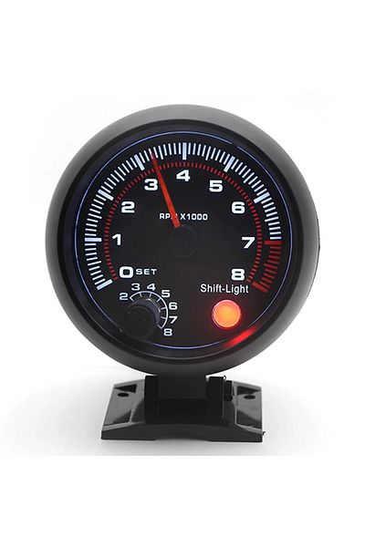 Choice 3.75" ELECTRICAL BLACK TACHOMETER RPM GAUGE /AUTO GAUGE/BLACK RIM WITH SHIFT LIGHT 1-8 CYL