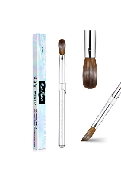 Choice فرشاة أظافر أكريليك شاين تشانس S008-12، فرشاة أظافر بيضاوية من شعر كولينسكي نقي 100% لتطبيق الأكريليك