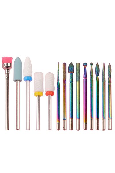 Asentale set1 14 Pcs/box Professional Ceramic Nail Drill Bit Set Electric Manicure Nail File Bit For Acrylic