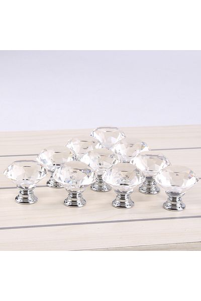 Choice 10pcs 10Pcs/set 30mm Diamond Shape Design Crystal Glass Knobs Cupboard Drawer Pull Kitchen Cabinet D