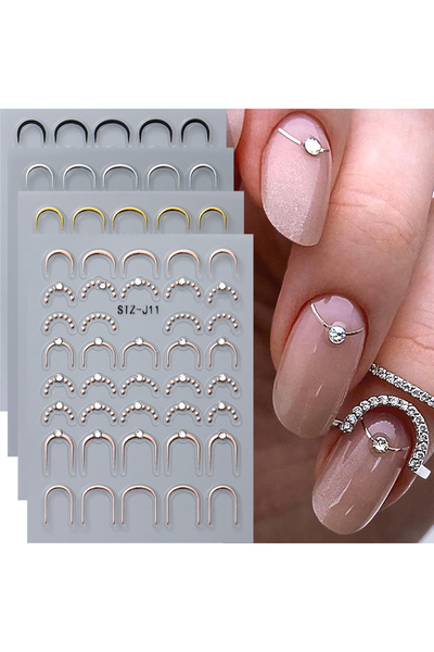Choice 4 قطع STZ-J02-05-08-11 ملصقات أظافر بأحجار الراين خماسية الأبعاد بلون ...