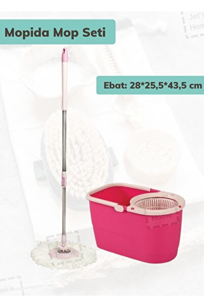 Jet's Home Mopida Mop Seti Temizlik Kovası Döner Başlıklı Paspas Temizlik Seti