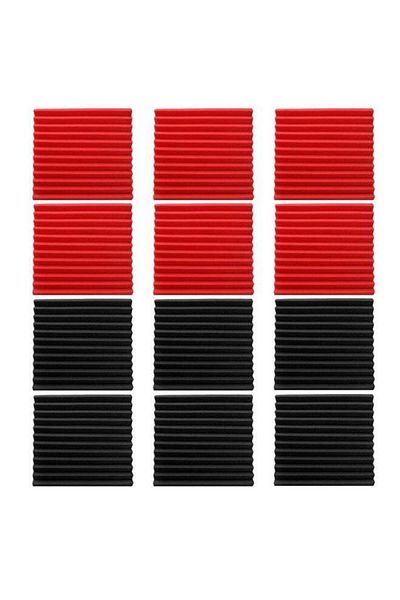 Generic 12-piece Recording Studio Soundproof Wedge Foam Red/black 35centimeter