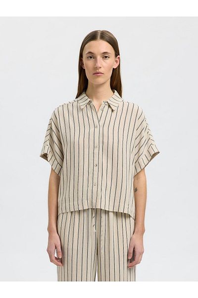 Selected Femme Crop-Bluse Streifen