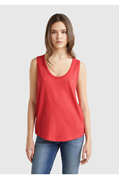 United Colors of Benetton Women's Coral 100% Cotton Rib Detailed Undershirt