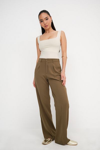 Addax Buttoned Wide Leg Trousers Pn0359