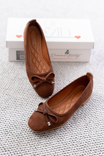 DURUNUN BUTİĞİ Φιόγκος από καστόρι καφέ Dutin (2 cm) Οβάλ μπαλαρίνες καθημερι...