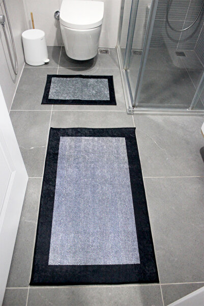 Charmbi Чорний килимок для ванної кімнати з гіпнотичним візерунком, нековзна ...