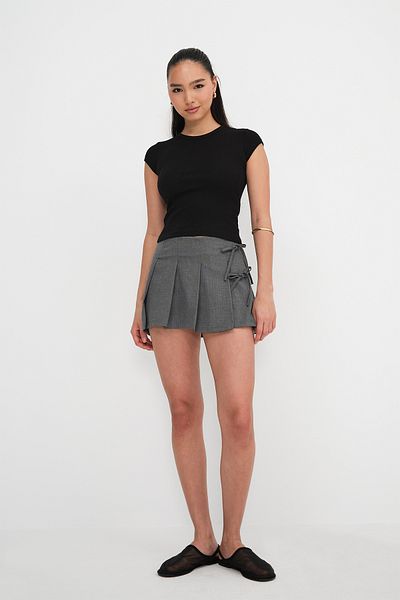 Addax Mini Skirt with Tie Detail E0367