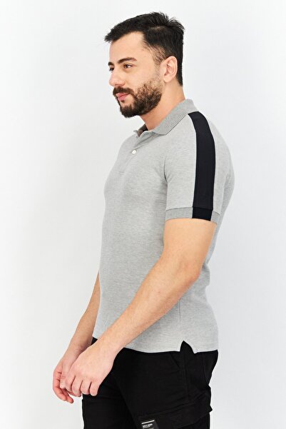 Aigle Men Regular Fit Heather Short Sleeve Polo Shirt, Grey/Black