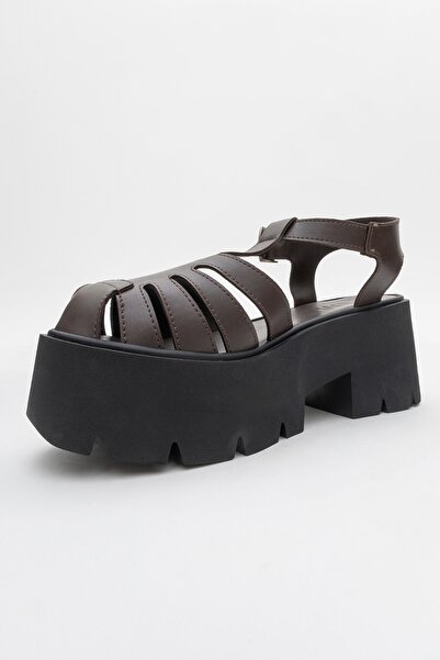 LuviShoes Verua Brown Women's Thick Soled Sandals