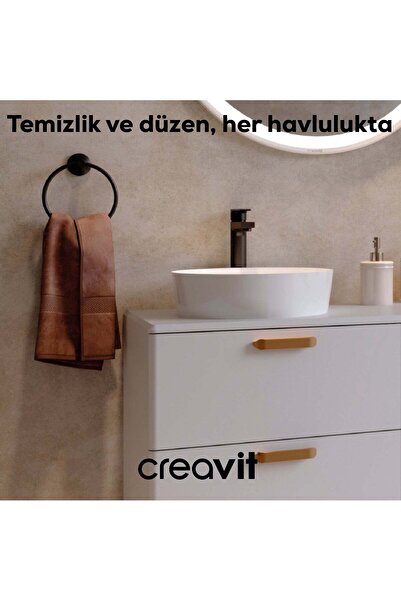 Creavit Drop Yuvarlak Havluluk-Siyah