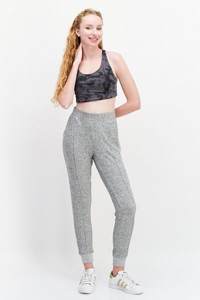 Marc New York Women Regular Fit Brand Logo Jogger Pants, Grey