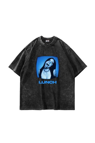 Sekizbiraltı Μεσημεριανό εμπριμέ μαύρο μπλουζάκι Unisex Washed Oversize