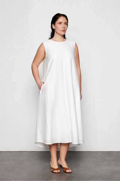 LUOKK Rochie midi ARMIA cu spate răsucit mărime mare, albă