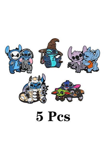 Choice XZ5452 ديزني 5 قطع من الرسوم المتحركة الكرتونية ليلو وستيتش دبوس ياقة ...