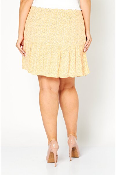Esprit Women All Over Printed Mini Skirts, Peach