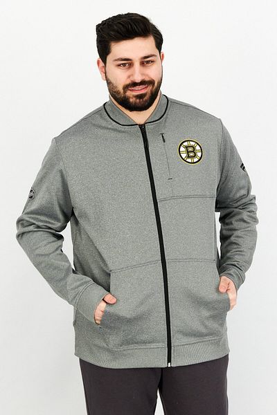 NHL Men Brand Logo Jacket Shirt, Grey