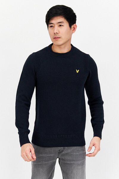 Lyle & Scott Men Round Neck Knitted Sweater, Navy