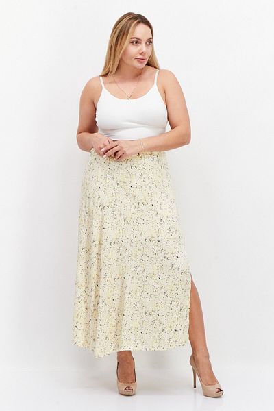 TAIFUN Women Allover Print Maxi Skirt, Yellow Combo