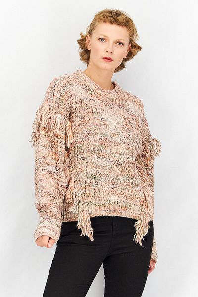 Joie Women Crew Neck Textured Long Sleeve Sweater, Light Pink