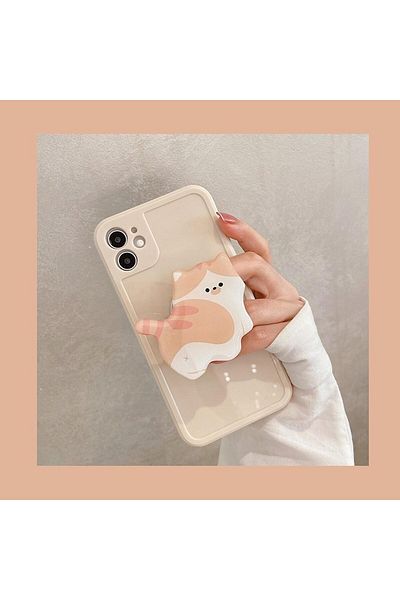 COOYA حامل وسادة هوائية اصنعه بنفسك، تصميم قطة كاواي لطيفة، قوي وموثوق، ظهر مانع للانزلاق، مناسب لطرازات وأحجام الهواتف