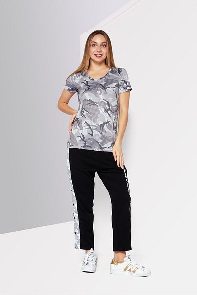 Aape By A Bathing Ape Women Sportswear Fit Short Sleeves Training T-shirt, Grey Combo