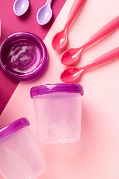 Espas Home طقم حاوية تخزين الحليب والطعام وملعقة / 4 حاويات طعام - 6 ملاعق طعام