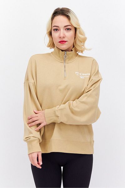 Puma Women Relaxed Fit Long Sleeve Outdoor Sweatshirt, Beige