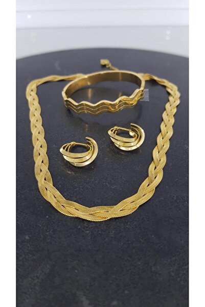 SONES Dalga Gold Çelik Takı Seti 351