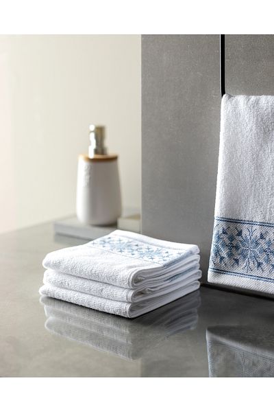 Madame Coco Caresse 4-Piece 100% Cotton Hand Towels - White/Grey
