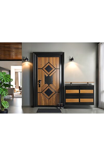 formood Tablalı 4'lü MDF Kaplamalı Metal Ayakkabılık - Siyah Ceviz