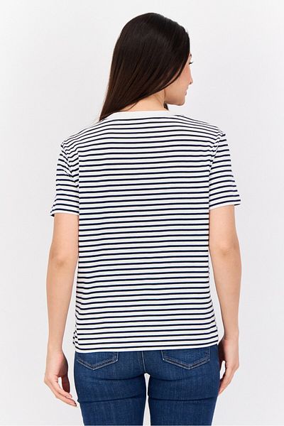 Esprit Women Crew Neck Short Sleeves Yarn Dye T-shirt, Multi