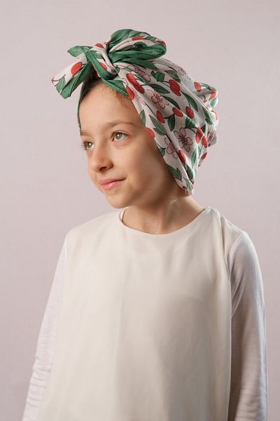 Giverny Emerald Digital Printed Παιδικό Μαντήλι Hijab Βαμβακερό Πολυεστέρας Cherry Pattern 6001_37